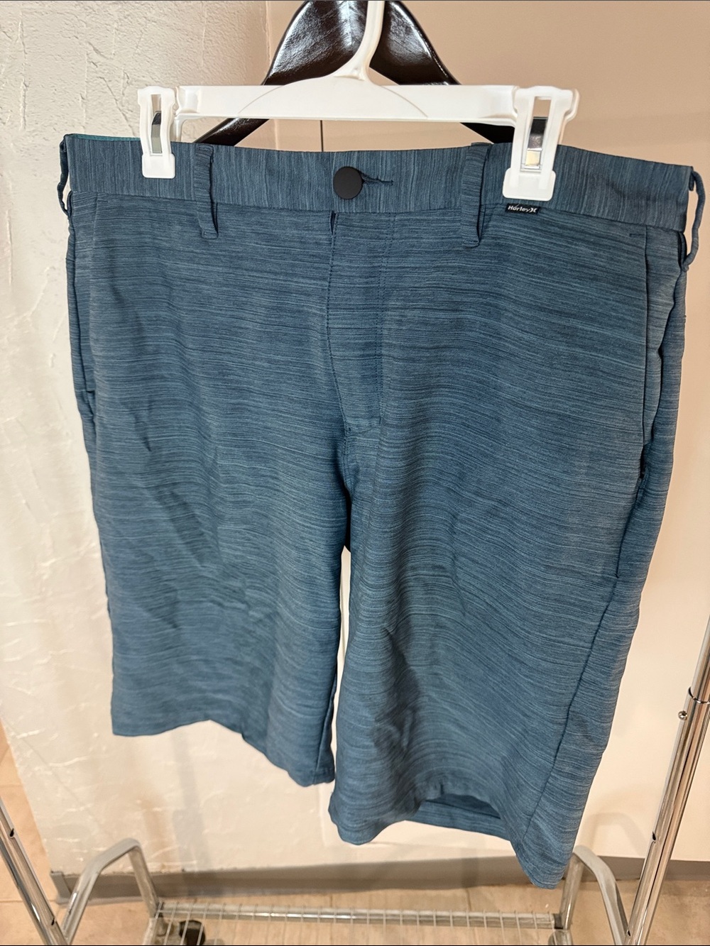 Hurley Men's Teal-Blue Flat Front Performance Shorts